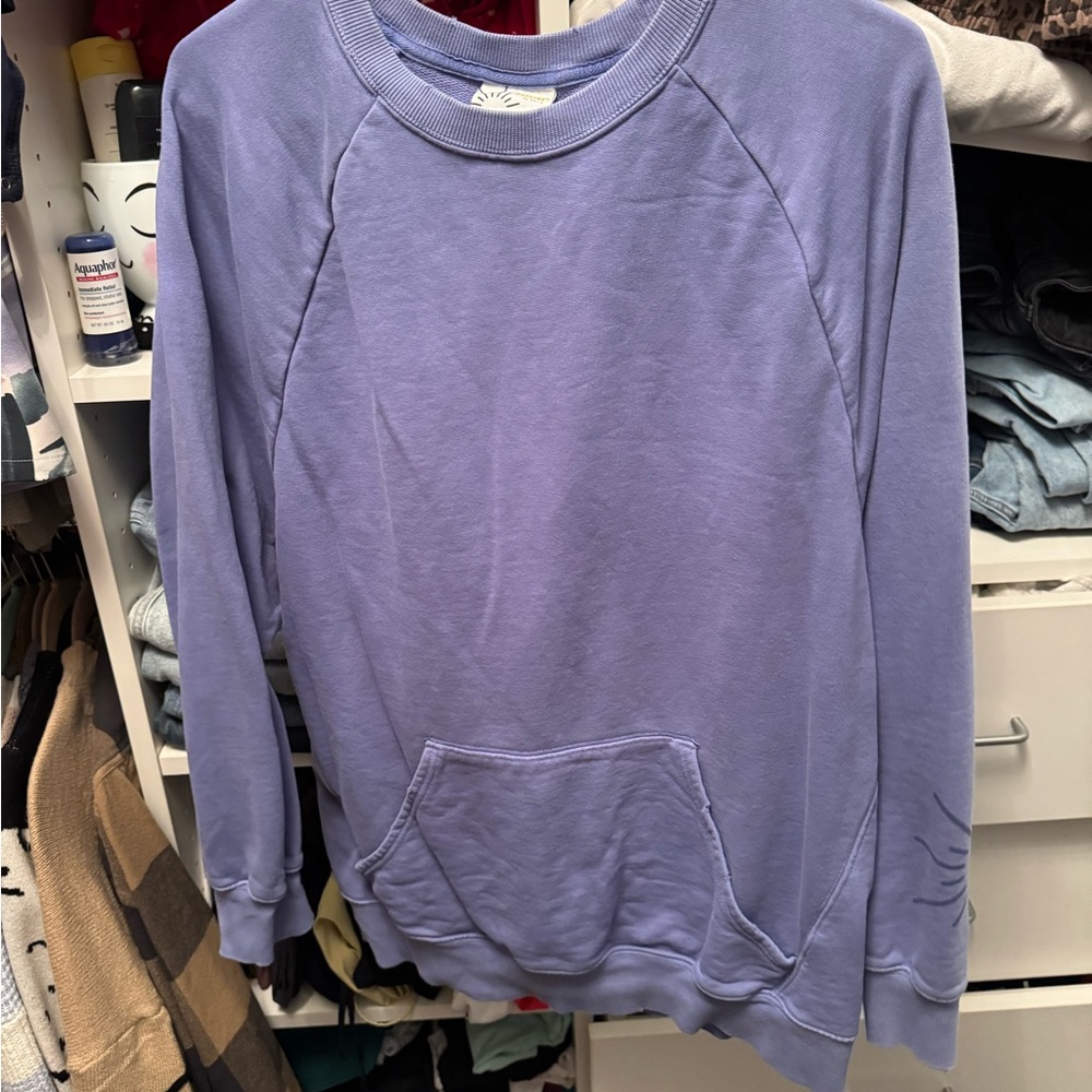Aerie Purple Crew Neck Sweatshirt with Raglan Sleeves